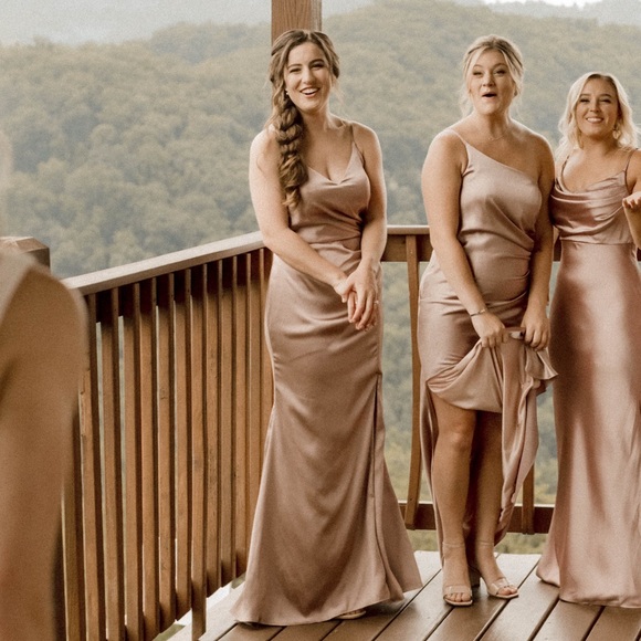 Revelry Rory Bridesmaid Dress (Rose Quartz satin) - Picture 3 of 6